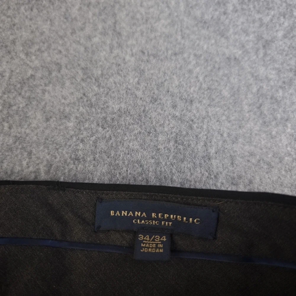 Banana Republic Dress Pants Mens 34x34 Black Wool Blend Stretch Flat Front